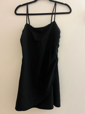Zara Black Double-Spaghetti Strap Mini Dress with Draped Wrap Front